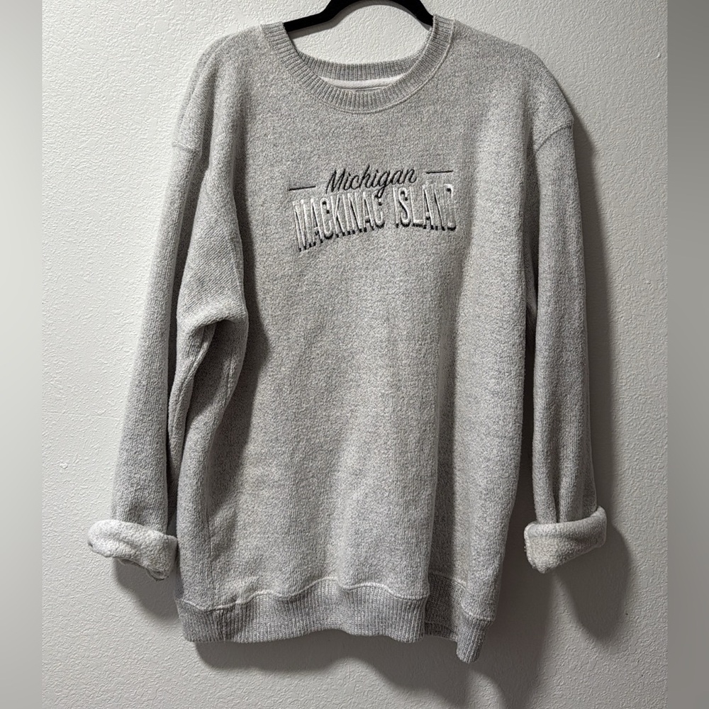 Gray Mackinac Island knit Crewneck Sweater